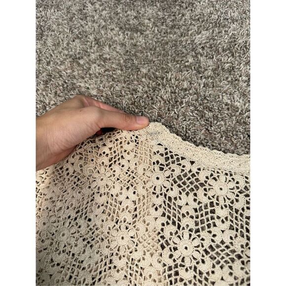 Vintage Hand Crocheted Knit Blouse Sweater Cardigan Button Front V-Neck Cotton S - Picture 8 of 8